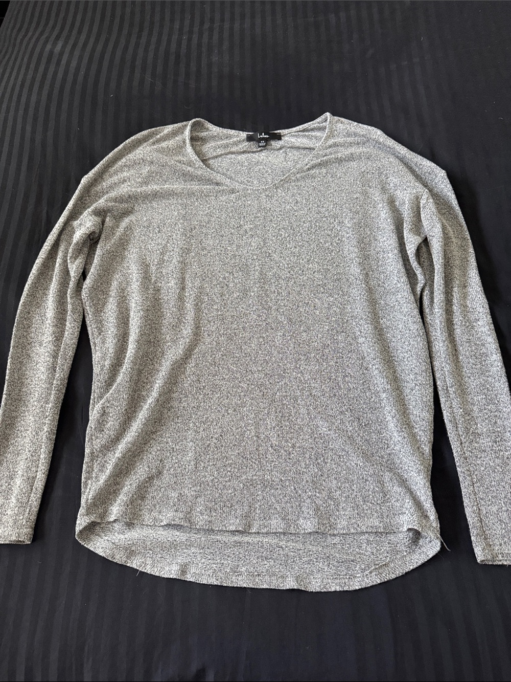 Lulu's Bevin Heather Grey Knit Long Sleeve V-Neck Sweater Top